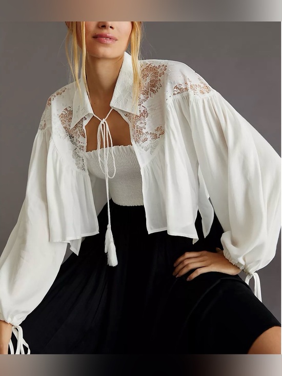 Maeve Tops - Anthropologie Maeve Cropped Lace Shrug Jacket OS